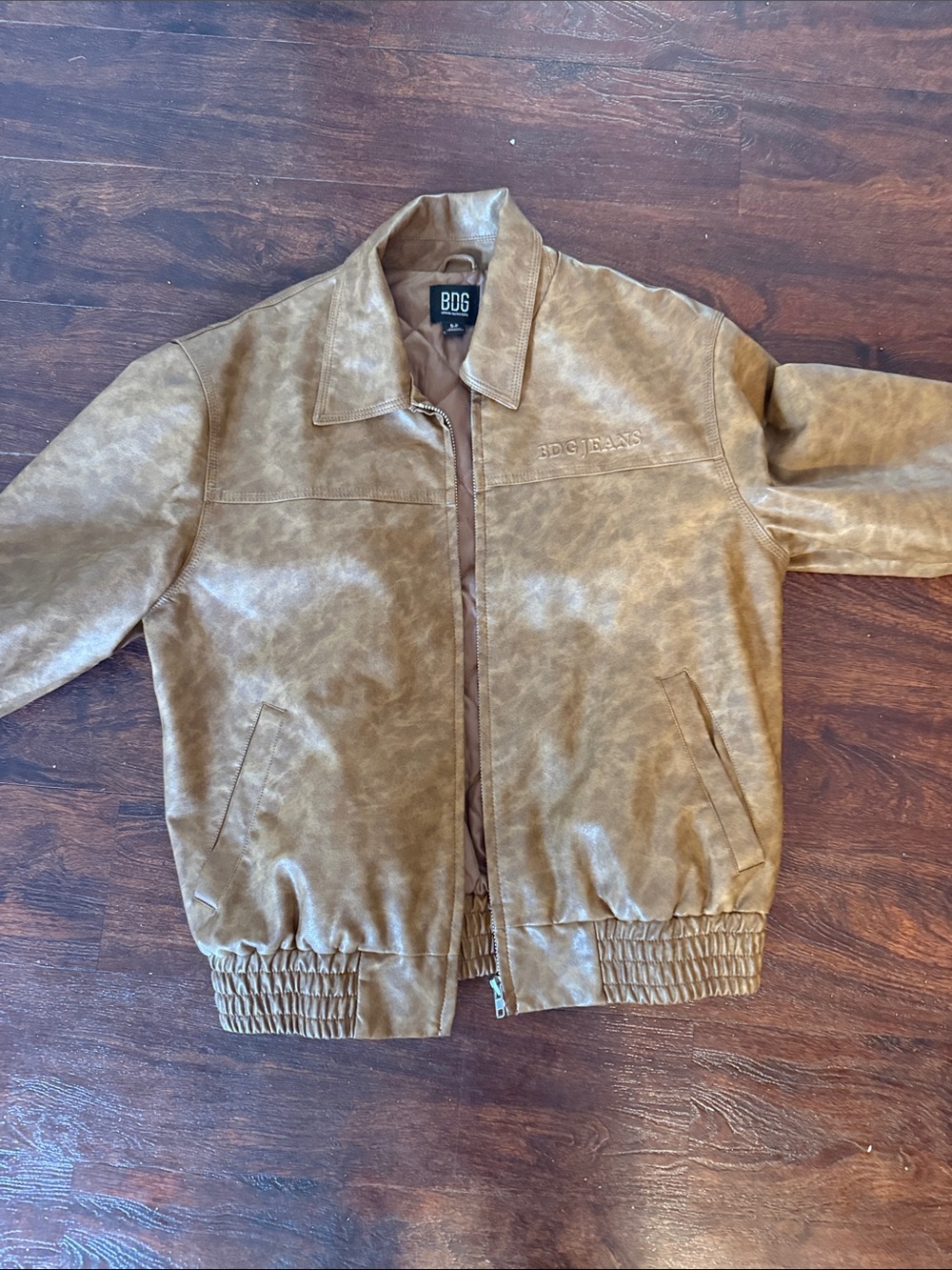BDG Brown Faux-Leather Bomber Jacket - Picture 5 of 8